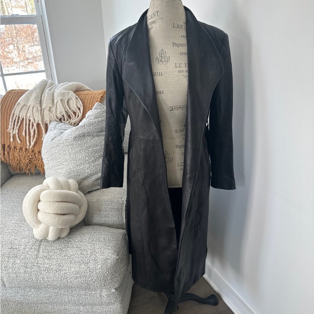 Mackage ‘Selena’ black lamb leather trench coat